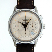 ロンジン　LONGINES　ヘリテージ　クロノグラフ　L4.796.4.78.2　シルバー　革　新品