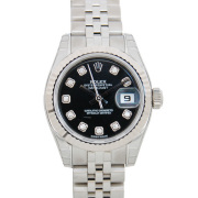 ロレックス　ROLEX　デイトジャスト　179174G　レディース　ブラック　10Pダイヤ　SS/WG　新品