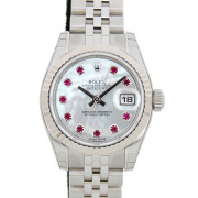 ロレックス　ROLEX　デイトジャスト　179174NGR　26mm　レディース　ホワイトシェル　10Pルビー　SS/WG　新品