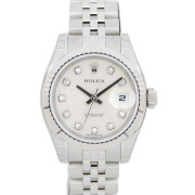 ロレックス　ROLEX　デイトジャスト　179174G　レディース　シルバー彫りコンピューター　10Pダイヤ　新品