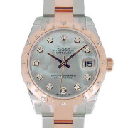 ロレックス　ROLEX　デイトジャスト　Ref.178341NG　ホワイトシェル　SS×PG　ボーイズ　ダイヤ　31mm　新品