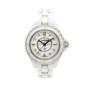 シャネル　CHANEL　J12　H2570　ホワイトセラミック　29mm　ホワイトシェル　8Pダイヤ　USED　中古