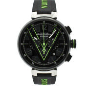 ルイヴィトン　LOUIS VUITTON 　タンブール オートマティック クロノグラフ ダミエ・グラフィット レース　QA130Z　46mm　USED　中古