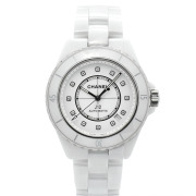シャネル　CHANEL　J12 キャリバー12.1　H5705　38mm　12Pダイヤ　ホワイト　シースルーバック　USED　中古