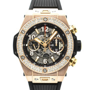 ウブロ　HUBLOT　ビッグバン ウニコ キングゴールド ベゼルダイヤ　411.OX.1180.RX.1104　ラバーベルト　USED　中古