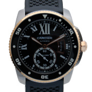 カルティエ　CARTIER　カリブル　ドゥ　カルティエ　ダイバー　W7100055　PGベゼル　メンズ　42mm　ラバー　ブラック　USED　中古