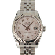 ロレックス　ROLEX　デイトジャスト　179174NRD　ピンクシェルローマ　自動巻　レディース　SS/WG　M番ルーレット　USED　中古