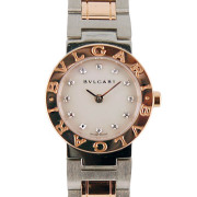 ブルガリ　BVLGARI　ブルガリブルガリ　23mm　BBL23WSPG/12　クォーツ　レディース　ホワイトシェル　12Pダイヤ　SS×PG　USED　中古