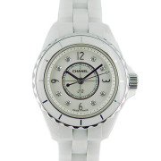 シャネル　CHANEL　J12　H2570　ホワイトセラミック　レディース　29mm　シェル　8Pダイヤ　USED　中古