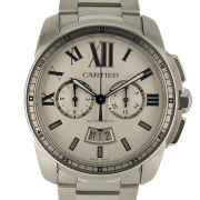 カルティエ　CARTIER　カリブル　ドゥ　カルティエ　クロノグラフ　W7100045　SS　シルバー　メンズ　USED　中古
