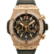 ウブロ　HUBLOT　ビッグバン　ウニコ　キングゴールド　ベゼルダイヤ　411.OX.1180.RX.1104　ラバーベルト　USED　中古