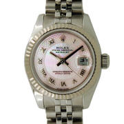 ロレックス　ROLEX　デイトジャスト　179174NRD　デコレーション/ピンクシェルローマ　自動巻　レディース　SS/WG　V番ルーレット　USED　中古