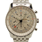 ブライトリング　BREITLING　A242G71NP　ナビタイマーワールド　GMT　自動巻き　シルバー　USED　中古