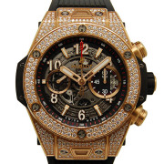 ウブロ　HUBLOT　ビッグバン ウニコ キングゴールド パヴェ 411.OX.1180.RX.1704　ラバーベルト　45mm　USED　中古