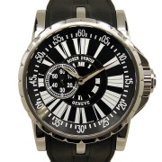 ロジェ・デュブイ　ROGER DUBUIS　エクスカリバー　EX45 77 9 9.71R　SS　45mm　ブラック　ラバーベルト　世界888本限定　USED　中古