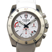 チューダー(チュードル)　TUDOR　グランツァー　クロノグラフ　革ベルト　20350W　自動巻　41mm　SS　ホワイト　新品アウトレット