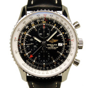ブライトリング　BREITLING　ナビタイマーワールド　A242B26KBD　GMT　自動巻　ブラック　革　USED　中古