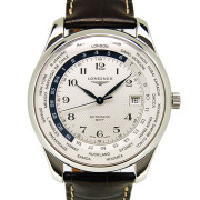 ロンジン　LONGINES　マスターコレクション　ワールドタイム　L2.802.4.70.3　革ベルト　42mm　SS　USED　中古