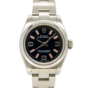 ロレックス　ROLEX　オイスターパーペチュアル　Ref.176200　 ピンクバー/369　ブラック　レディース　自動巻　26mm　M番ルーレット　USED　中古