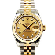 ロレックス　ROLEX　デイトジャスト　Ref.179173G　シャンパン　10Pダイヤ　SS/18KYG　未使用品
