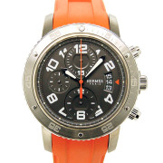 エルメス　HERMES　クリッパークロノ　メカニカルダイバー　CP2.941.230/1C4　メンズ　自動巻　グレー　ラバーベルト　USED　中古