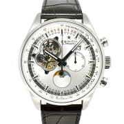 ゼニス　ZENITH　クロノマスターオープン ムーンフェイズ　03.2160.4047/01.C713　SS　45mm　シルバー　革　USED　中古
