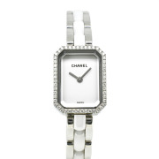 シャネル　CHANEL　プルミエール　ホワイトセラミック　H2132　ベゼルダイヤ　19.7×15.2mm　USED　中古