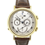 ブレゲ　BREGUET　クラシック GMT アラーム ロシア皇帝ツァーリの目覚め　5707BA/12/9V6　18KYG　シルバー　39mm　革ベルト　USED　中古