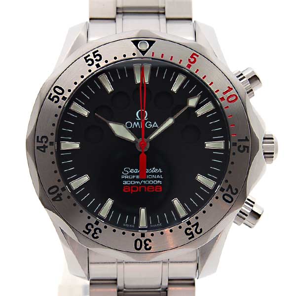 オメガ　OMEGA　シーマスターアプネア・マイヨール　2595.50　クロノグラフ　300m防水　黒文字盤　新品
