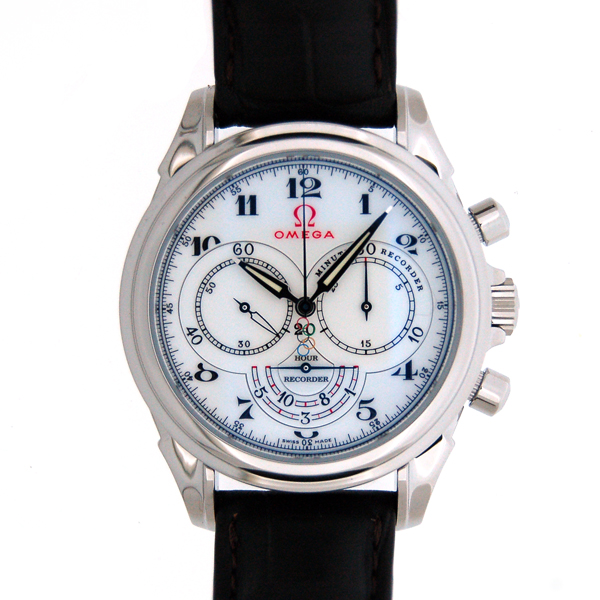 オメガ　OMEGA　デビル　オリンピックコレクション　422.13.41.50.04.001　SS　ホワイト　革　新品