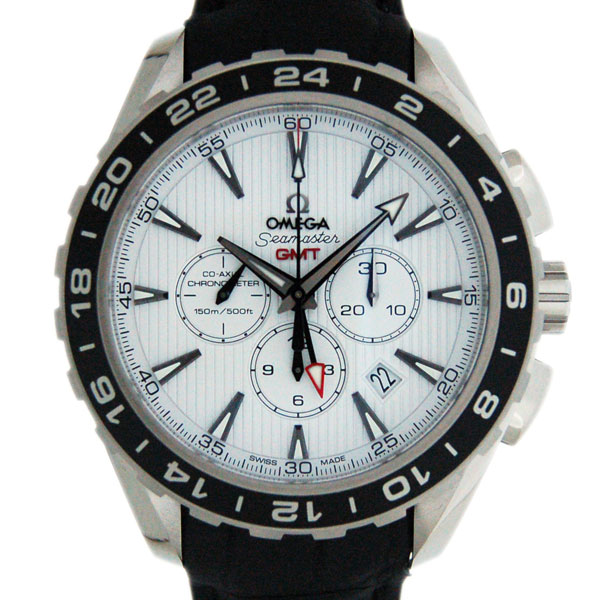 オメガ Omega シーマスター アクアテラgmtクロノグラフ 231 13 44 52 04 001 ホワイト 革ベルト 新品 Zetton ゼットン