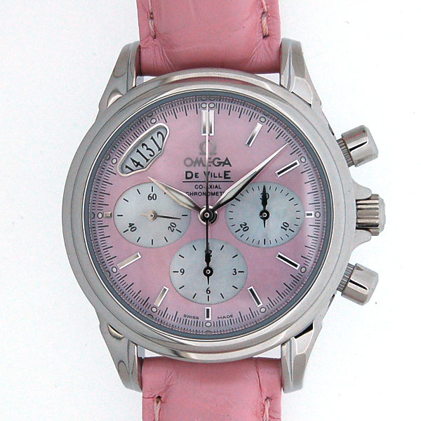 オメガ　OMEGA　デビル　コーアクシャルクロノ　4878.74.34　クロノメーター　ピンクシェル　35mm　新品