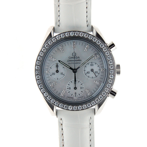 オメガ　OMEGA　スピードマスター　ベゼルダイヤ　3815.77.36　レディース　ホワイトシェル　38mm　新品