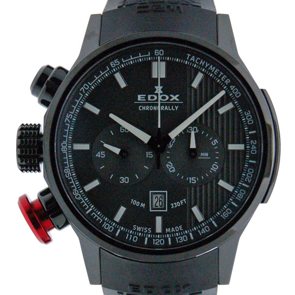 エドックス　EDOX　クロノラリー　クロノグラフ　10302-37N-GIN　45mm　SS　ブラック　クォーツ　新品