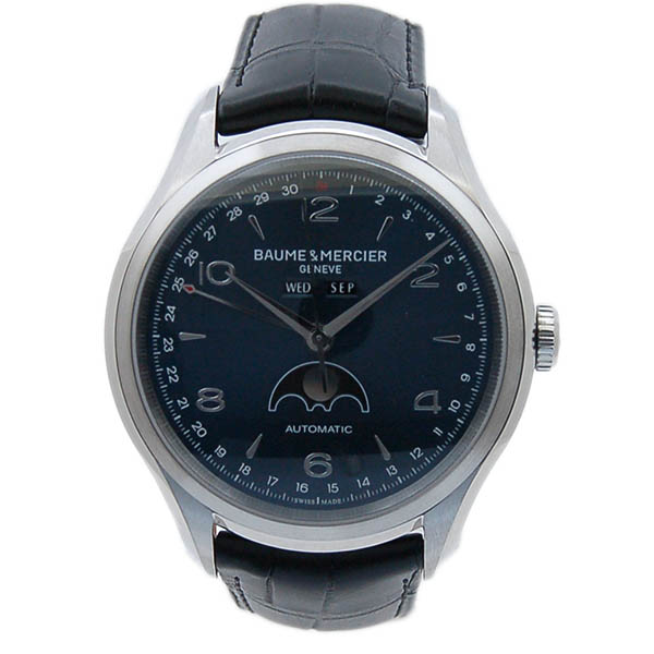 ボーム＆メルシェ　BAUME&MERCIER　クリフトン ムーンフェイズ　MOA10057　SS　ブルー　革　新品