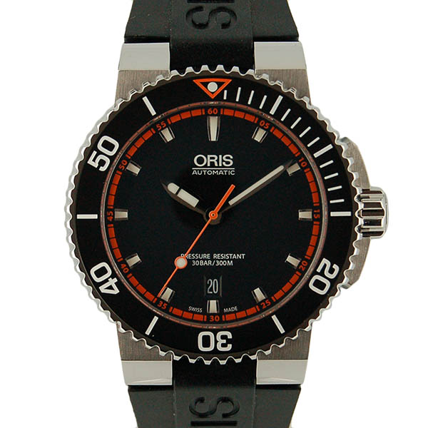 オリス　ORIS　アクイス　デイト　733 7653 4128R　SS　43mm　ブラック　ブラックラバー　新品