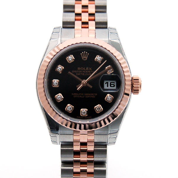 ロレックス　ROLEX　デイトジャスト　179171G　ブラック　10Pダイヤ　レディース　SS/PG　新品