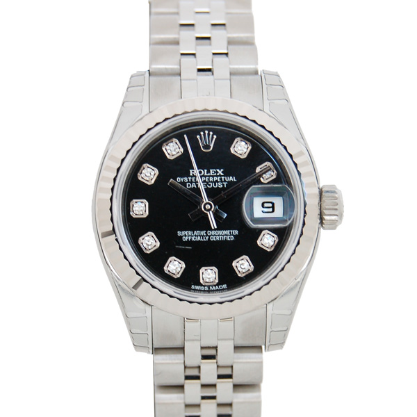 ロレックス　ROLEX　デイトジャスト　179174G　レディース　ブラック　10Pダイヤ　SS/WG　新品