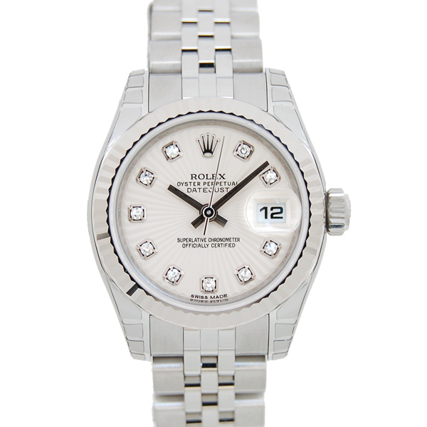 ロレックス　ROLEX　デイトジャスト　179174G　レディース　アイボリーサンビーム　10Pダイヤ　新品
