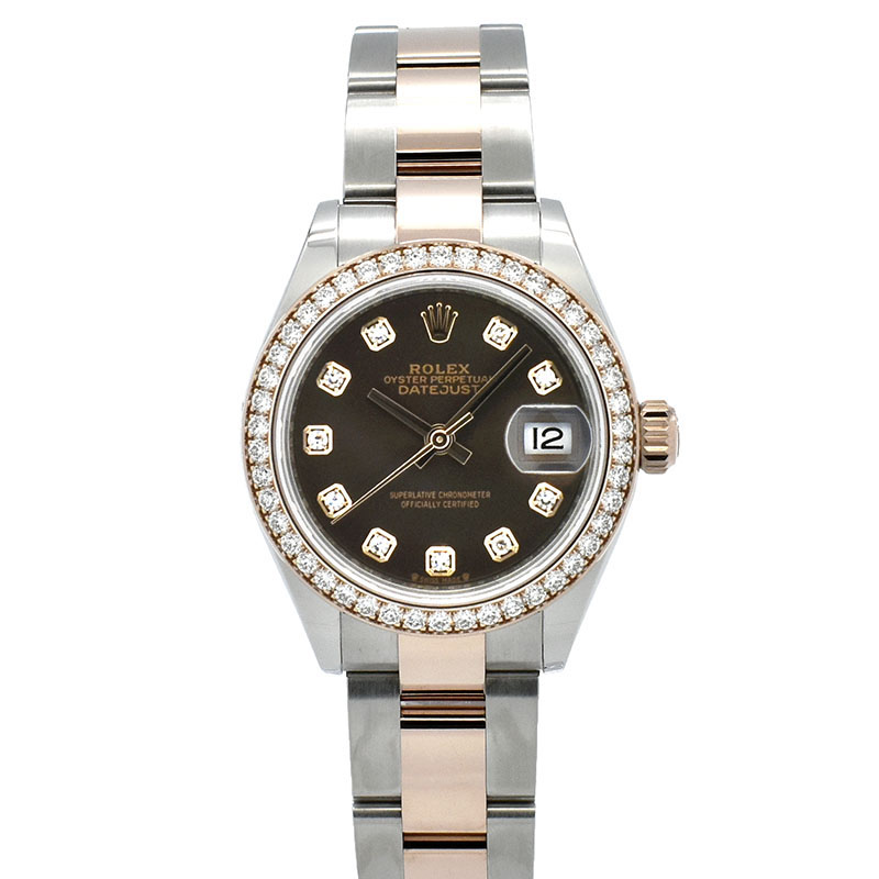 ロレックス　ROLEX　レディ デイトジャスト 28　Ref.279381RBR　ベゼルダイヤ　チョコレート　新品