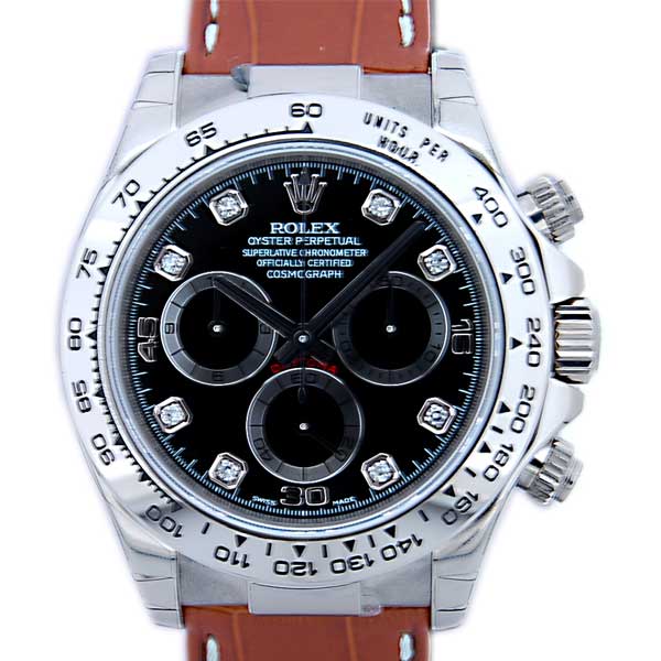 ロレックス　ROLEX　デイトナ　Ref.116519G　K18WG　8Pダイヤ　自動巻き　革ベルト
