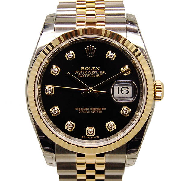 ロレックス　ROLEX　デイトジャスト　116233G　ブラック　10Pダイヤ　新品