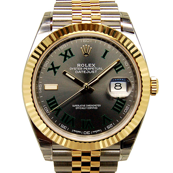 ロレックス　ROLEX　デイトジャスト41　126333　グレー/グリーンローマ　SS×18KYG　新品
