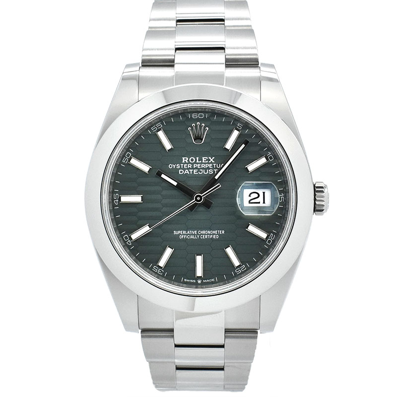 ロレックス　ROLEX　デイトジャスト41　Ref.126300　ミントグリーン　フル―テッドモチーフダイヤル　新品