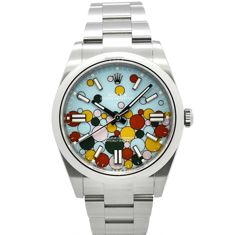 ロレックス　ROLEX　オイスターパーペチュアル 41　Ref.124300　ターコイズブルー/セレブレーションモチーフ　41mm　新品