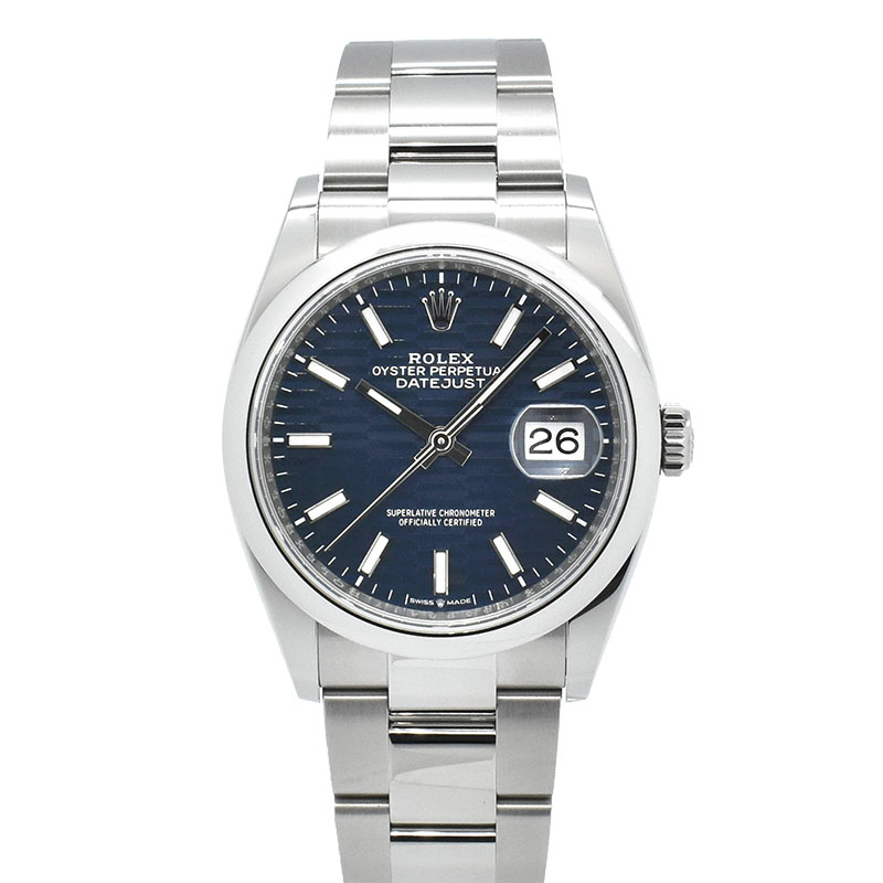 ロレックス　ROLEX　デイトジャスト36　Ref.126200　ブライトブルー/フル―テッドモチーフ　36mm　新品