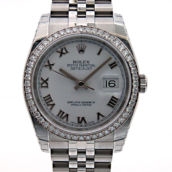 ロレックス　ROLEX　デイトジャスト　Ref.116244　ベゼルダイヤ　SS×WG　ホワイトローマ　自動巻　新品