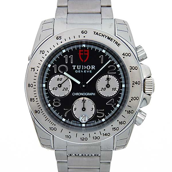 チューダー(チュードル)　TUDOR　スポーツクロノグラフ　20300　メンズ　自動巻　ブラック　アラビアインデックス　3連ブレス　新品