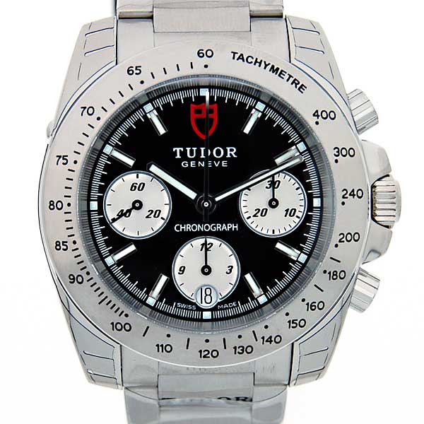 チューダー(チュードル)　TUDOR　スポーツクロノグラフ　20300　メンズ　自動巻　ブラック　白目玉　3連ブレス　新品
