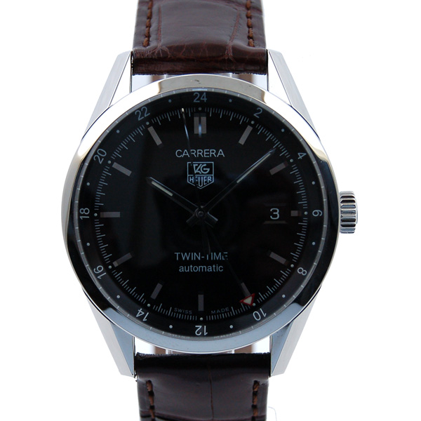 タグホイヤー　TAG HEUER　カレラ　ツインタイム　WV2115.FC6181　黒　自動巻　GMT　革ベルト　39mm　新品アウトレット